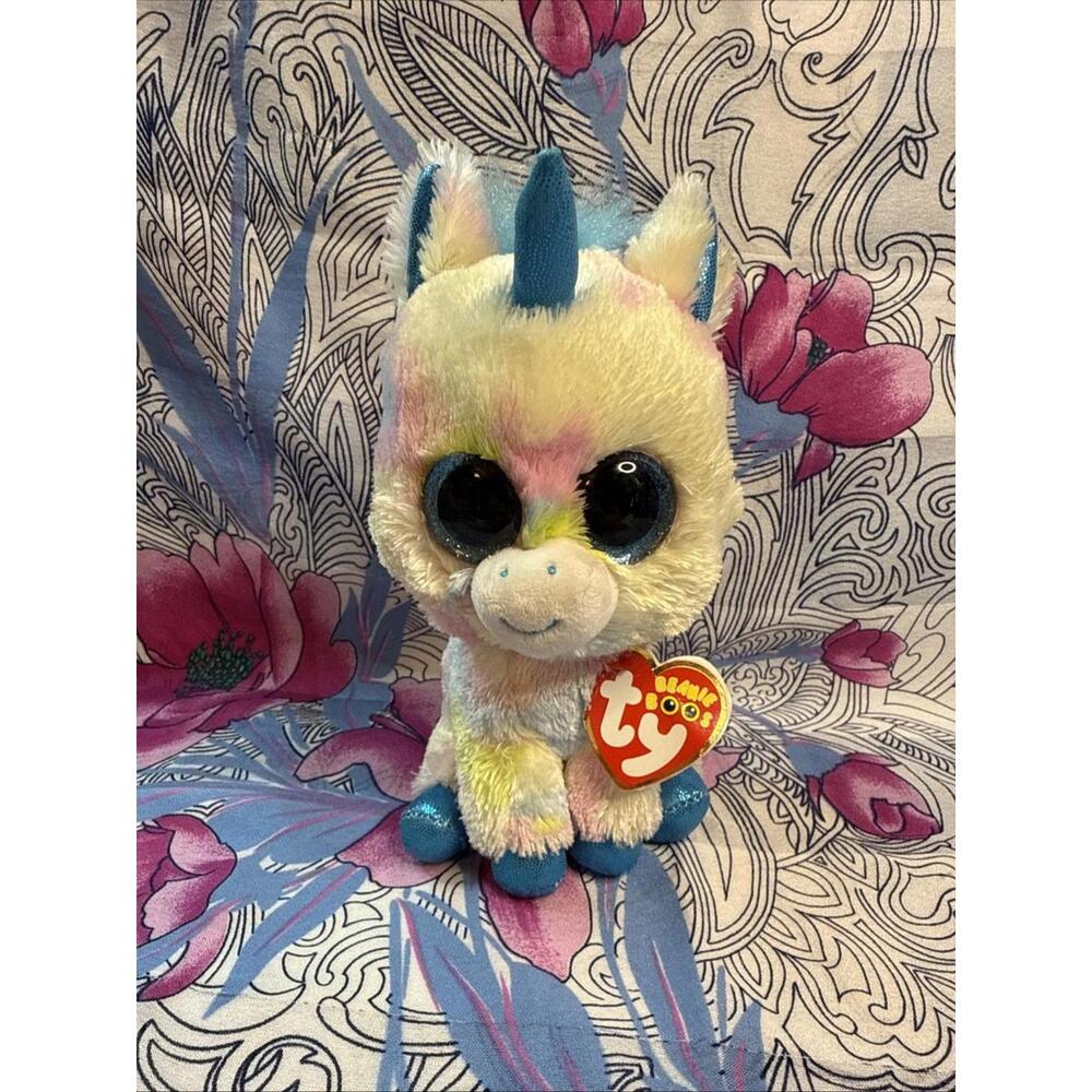 Ty Beanie Babies Blitz Blue Unicorn 6" Tysilk‎ Plush Stuffed Animal With Tag